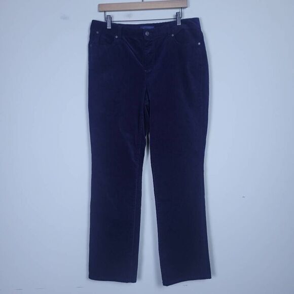 Talbots Womens Straight Leg Corduroy Pants Size 14 Navy Mid Rise Curvy Mature - Picture 1 of 8